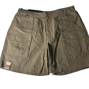 Savane Hiking Cargo Short Mens 40 Brown Canvas Flat Front Elastic‎ Waist NWT